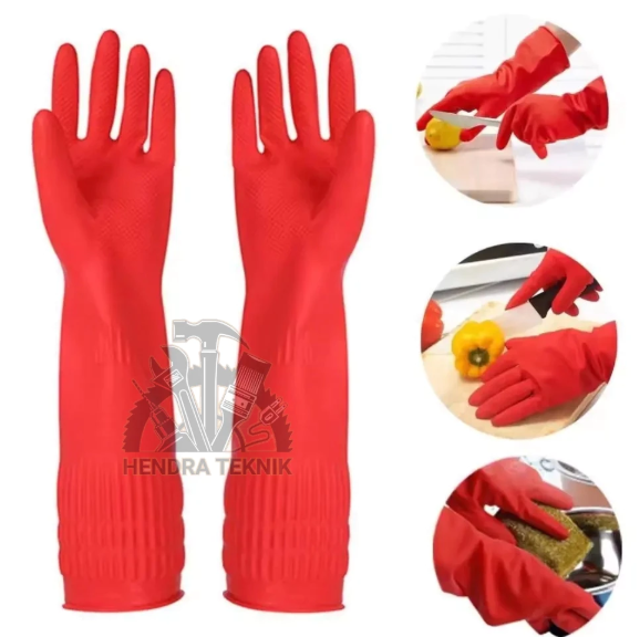 SARUNG TANGAN KARET 15" RUBBER GLOVES SARUNG TANGAN LATEX PANJANG 38CM ANTI AIR PELINDUNG TANGAN