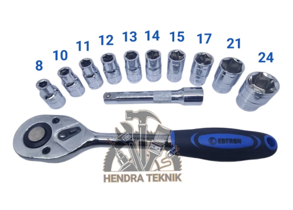 KUNCI SOK 12PCS DR 1/2" inci KUNCI SOCK SET RATCHET SOCKET SET SHOCK MURAH KUNCI SOKET HOBI MURAH