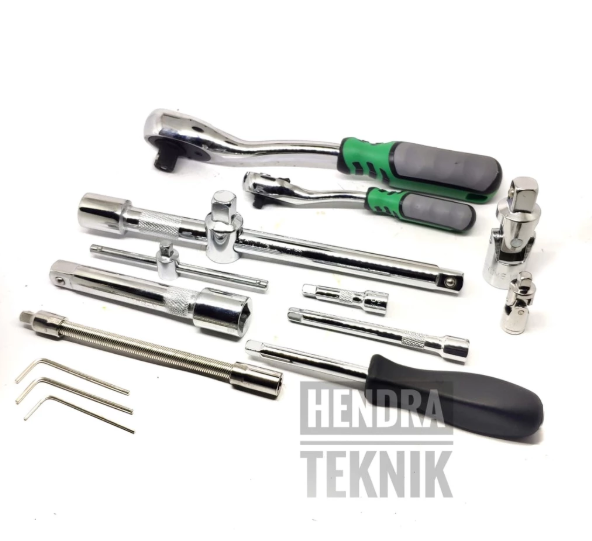KUNCI SOK SET 94PCS CRV HEAVY DUTY SOCKET SET 1/4" - 1/2" LENGKAP KUNCI SOCK KOPER KILAP ALL IN ONE