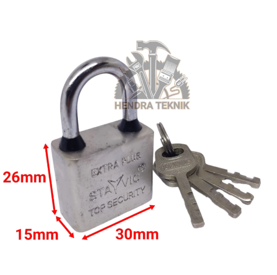 GEMBOK PUTIH 30MM PENDEK BESI KUNCI GANTUNG PAGAR TANPA PER 30 mm