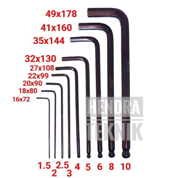 KUNCI L SET 18pc PANJANG S2 KOMBINASI BINTANG SEGI KUNCI L HEX TORX KUNCI L BAJA KILAP BOLA