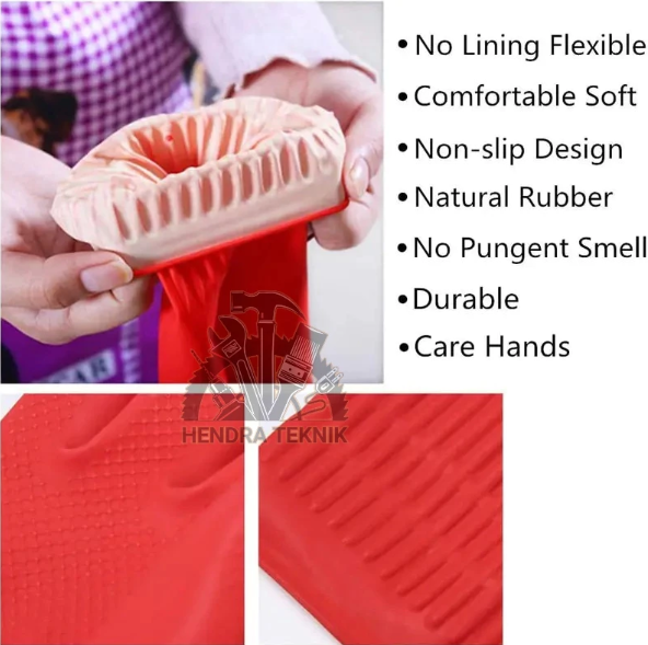 SARUNG TANGAN KARET 15" RUBBER GLOVES SARUNG TANGAN LATEX PANJANG 38CM ANTI AIR PELINDUNG TANGAN