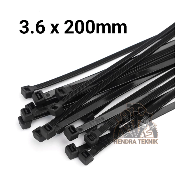 ASLI LEBAR CABLE TIES 200MM x 3,6mm NYLON TALI PENGIKAT PLASTIK KABEL TIS 20cm per 100pc