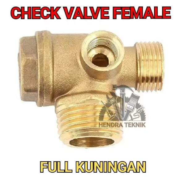 CHECK VALVE COMPRESSOR 3/4HP 1HP KUNINGAN DRAT DALAM FULL BRASS NON RETURN KATUP