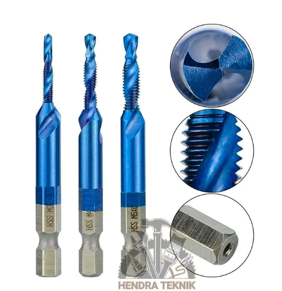 Handtap set 6 pcs hand tap mesin drill & tap bor set M3-M10 alat drat mata bor drat mesin set
