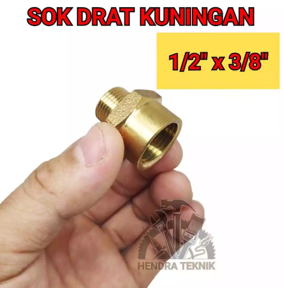 SOK DRAT 1/2 x 3/8 SOCK DRAT LUAR DALAM 1/2" x 3/8" DIM OVER SOCK BRASS 20MM X 16MM VERLUP SOK