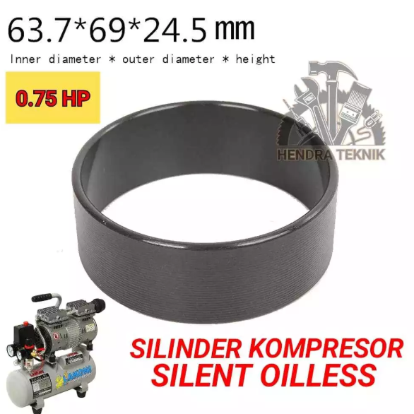 SILINDER PISTON KOMPRESOR OILLESS 3/4HP SILENT SPAREPART CYLINDER CONROD 0.75 HP DINDING LINER BORING