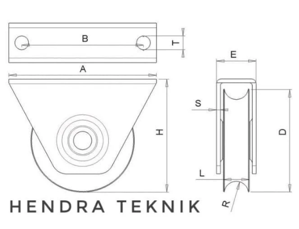RODA PAGAR 80MM RODA BUBUT GALVANIZED SLIDING GATE WHEEL TINGGI 86MM MODEL U & V RODA PINTU GUDANG