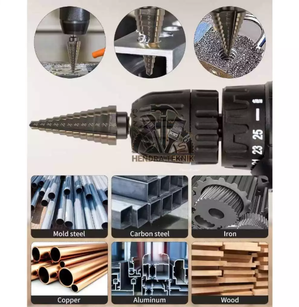 ORIGINAL STEP DRILL SET 5 PCS BOR TINGKAT SET BOR PAGODA SET BOR KERUCUT