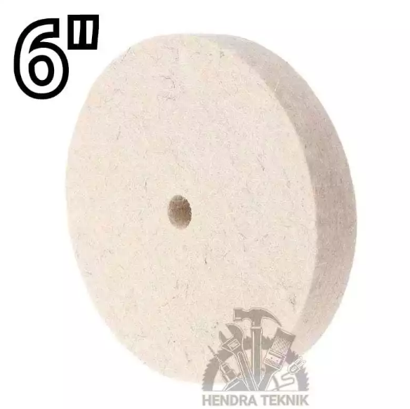WOOL POLISH 6" GRINDA DUDUK BUFFING FELT PAD 150MM NON WOVEN PUTIH 15CM POLES STAINLEES KUNINGAN BESI