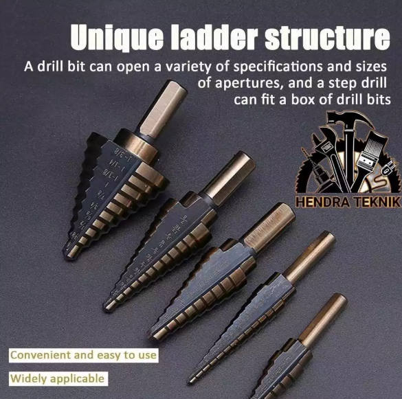 ORIGINAL STEP DRILL SET 5 PCS BOR TINGKAT SET BOR PAGODA SET BOR KERUCUT