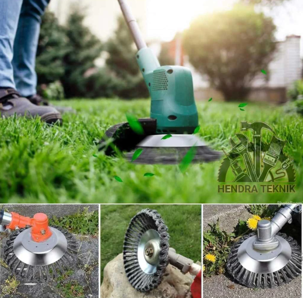 SIKAT MESIN POTONG RUMPUT 6" WIRE BRUSH 150mm KEPALA PENGGANTI PISAU KAWAT BAJA 15cm KEPANG