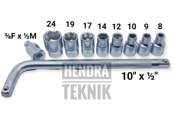 KUNCI SOK SET 10PCS CRV KUNCI SOKET STANG L 10 BUAH KUNCI SHOCK BAUT SOCKET SET CHROME VANADIUM