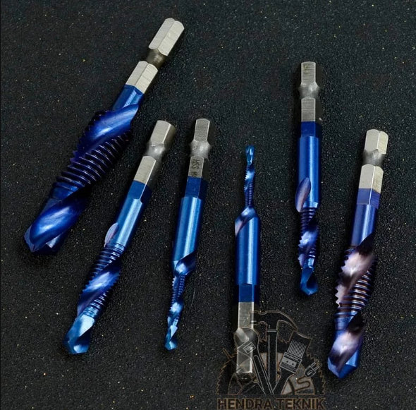 Handtap set 6 pcs hand tap mesin drill & tap bor set M3-M10 alat drat mata bor drat mesin set