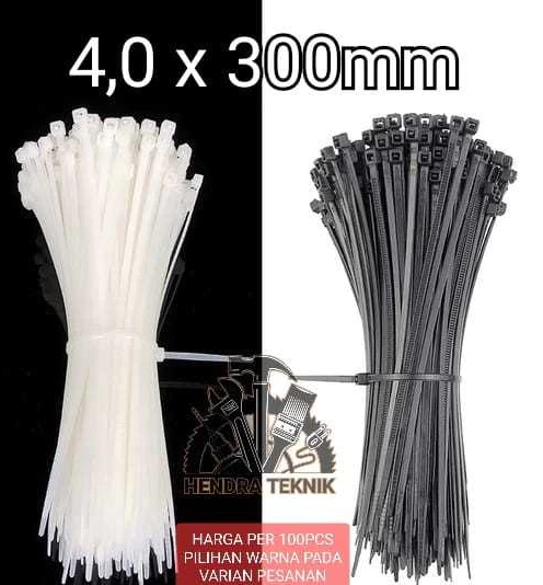 CABLE TIES 300MM NYLON TALI PENGIKAT NILON KABEL TIS 30CM per 100pc HITAM PUTIH