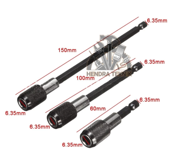 ADAPTOR PEMANJANG SET 3PCS EXTENSION BAR MATA OBENG SAMBUNGAN PANJANG HEX SEGI 6