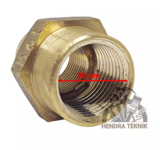 DOUBLE SOCK KUNINGAN 3/8" x 1/2" INCI SOK DRAT DALAM BRASS 16mm x 20mm DOBEL SOK 1/2 x 3/8
