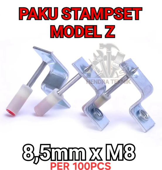 per 100 PCS PAKU BETON TEMBAK STAMPSET 8.5MM X M8 REFILL PAKU Z MINI RAMSET ATAP DRAT 8MM POWER NAIL CEILING INTEGRAL