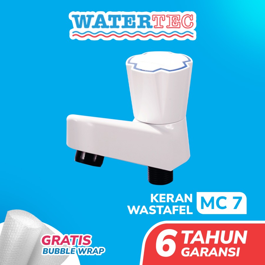 Watertec Keran Wastafel Polim Handle Belimbing 1/2" White (MC7)