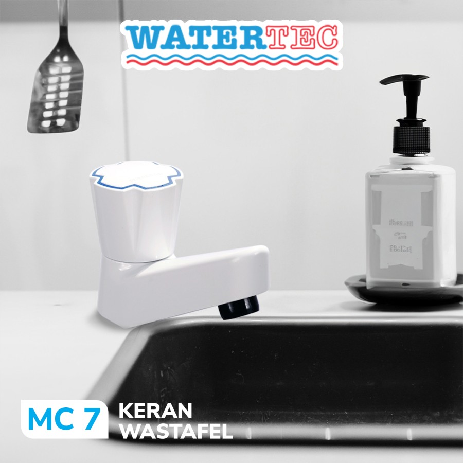Watertec Keran Wastafel Polim Handle Belimbing 1/2" White (MC7)