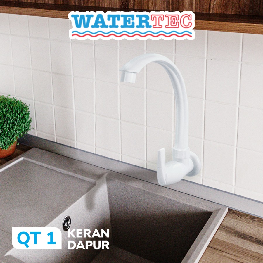 Watertec Keran Dapur Angsa Tembok Kran Dapur Engkol 1/2" White (QT1)