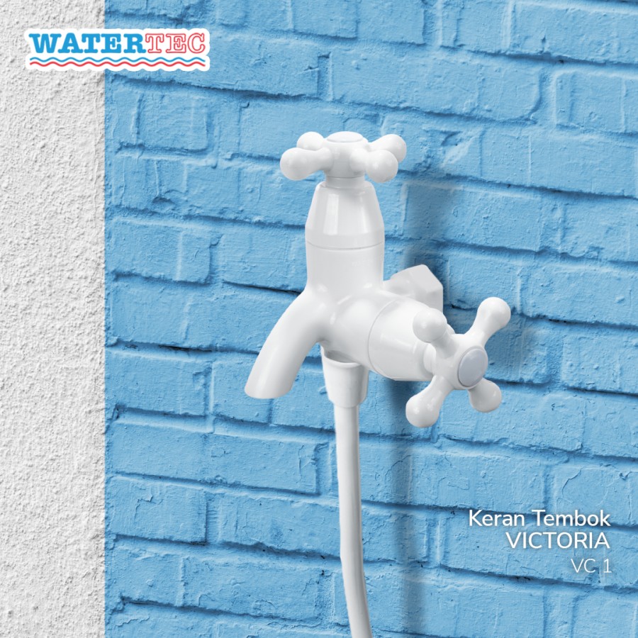 Watertec Keran Tembok Shower Polimer Cabang Dua Double 1/2" (VC1)