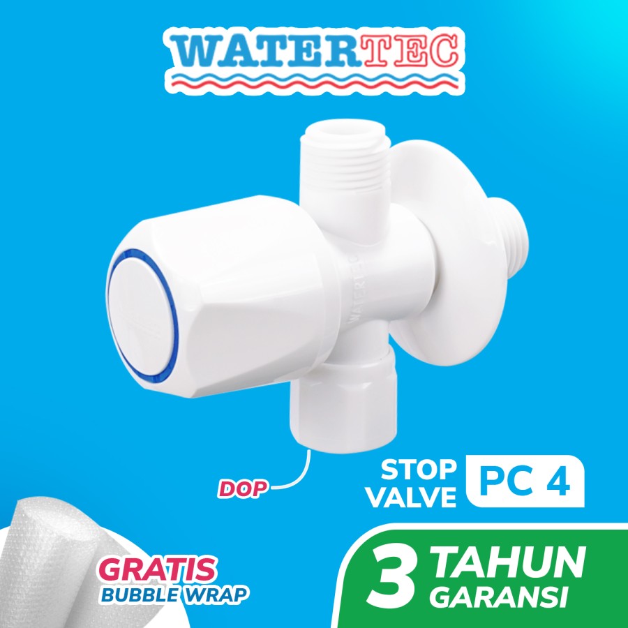 Watertec Keran Shower Stop Valve Polimer 2 Cabang T 1/2" White (PC4)