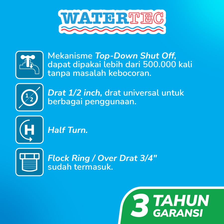 Watertec Keran Shower Stop Valve Polimer 1 Cabang 1/2" White (PC3)