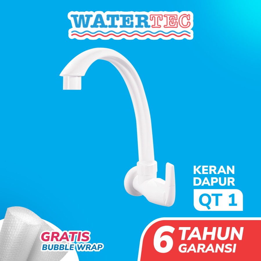 Watertec Keran Dapur Angsa Tembok Kran Dapur Engkol 1/2" White (QT1)
