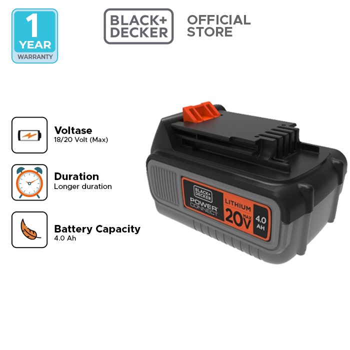 Black+Decker Battery / Baterai Li-ion 18/20 Volt (Max) 4.0 Ah BL4018