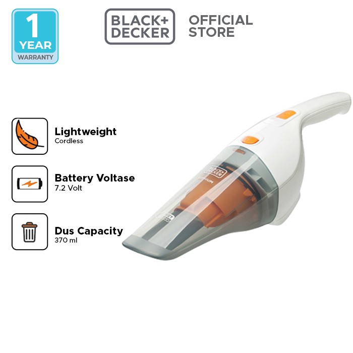Black+Decker 7.2V Li-Ion wet&dry hand vac (white/orange) (WD7201O-B1)