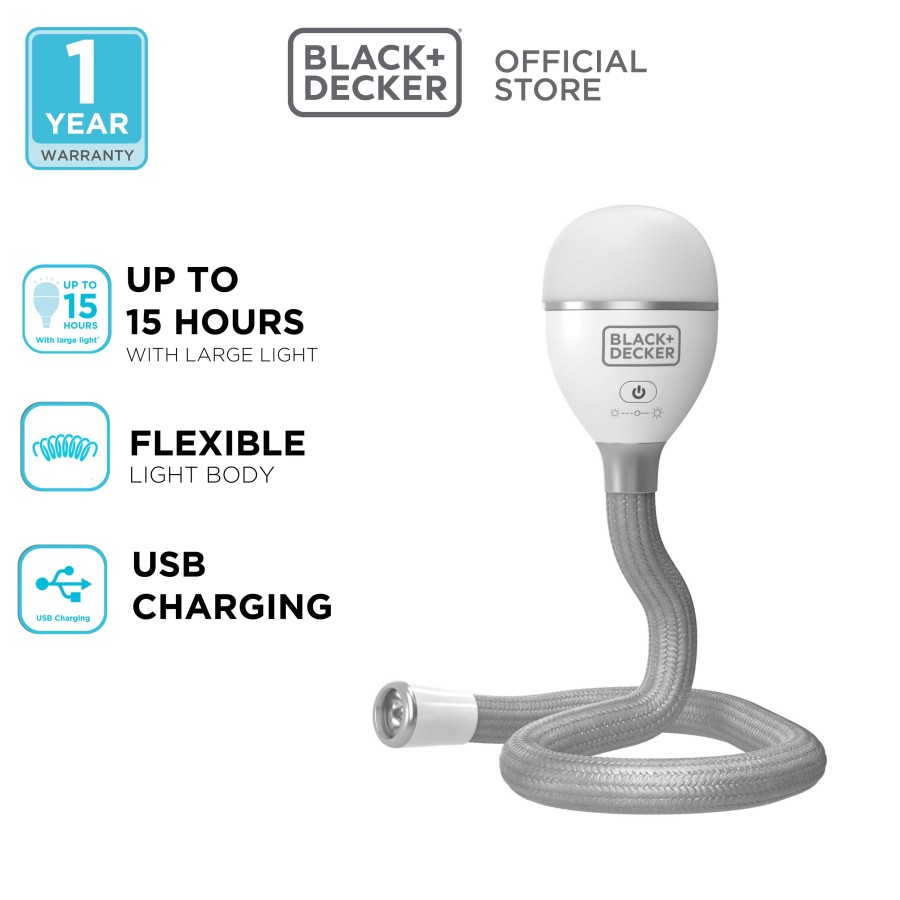 Black+Decker Snake Light 2 in 1 Lampu Fleksibel (BDCFSL01-B1)