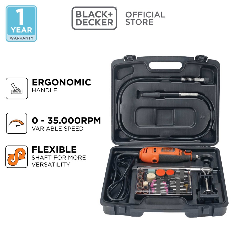  Black+Decker Mesin Gerinda Mini Rotary Tool Tuner (RT18KA-B1)