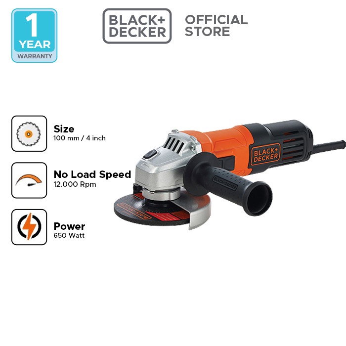 Black+Decker Mesin Gerinda Tangan 100mm 600W Super Slim SAG (G650-B1) 