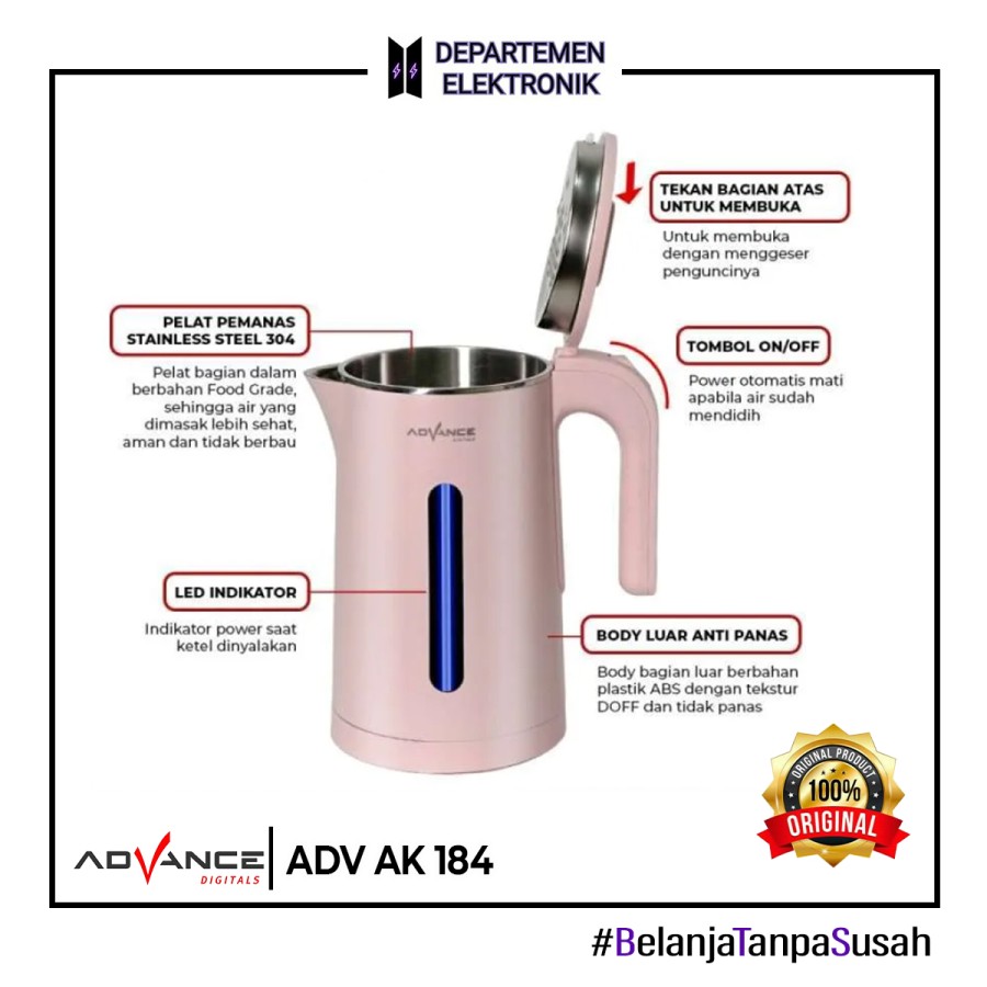 KETTLE LISTRIK ADVANCE AK 184 TEKO LISTRIK 1,8L