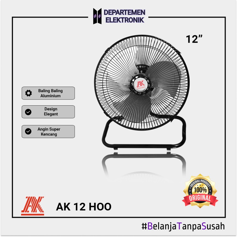 KIPAS BESI MEJA FLOOR FAN AK 12" HOO