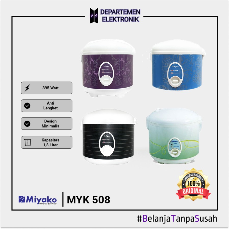 Miyako MCM 508 – Magic Com / Rice Cooker 1.8 Liter 3in1 395 Watt