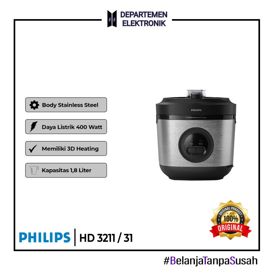 PHILIPS RICE COOKER 3211/31 1.8L STAINLESS STEEL