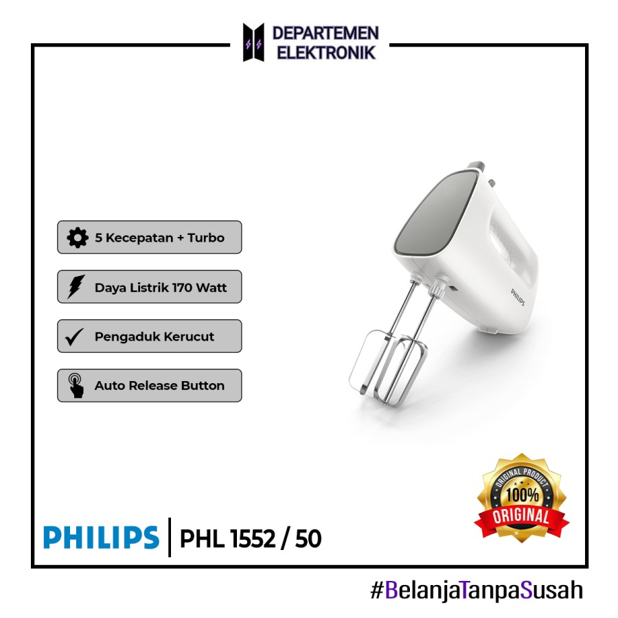 MIXER HAND PHILIPS HR 1552/50 GARANSI RESMI