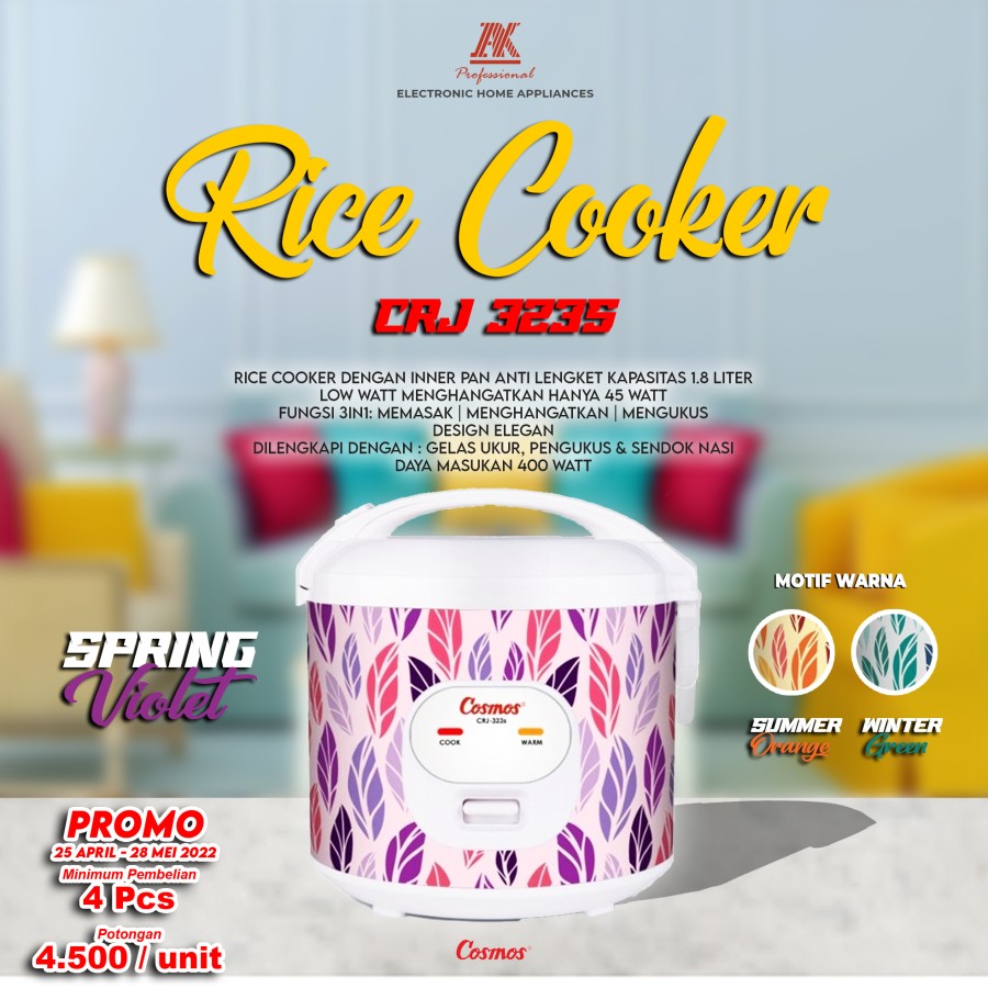 RICE COOKER COSMOS MAGIC COM 1.8 LITER CRJ 323S 323 | GARANSI RESMI