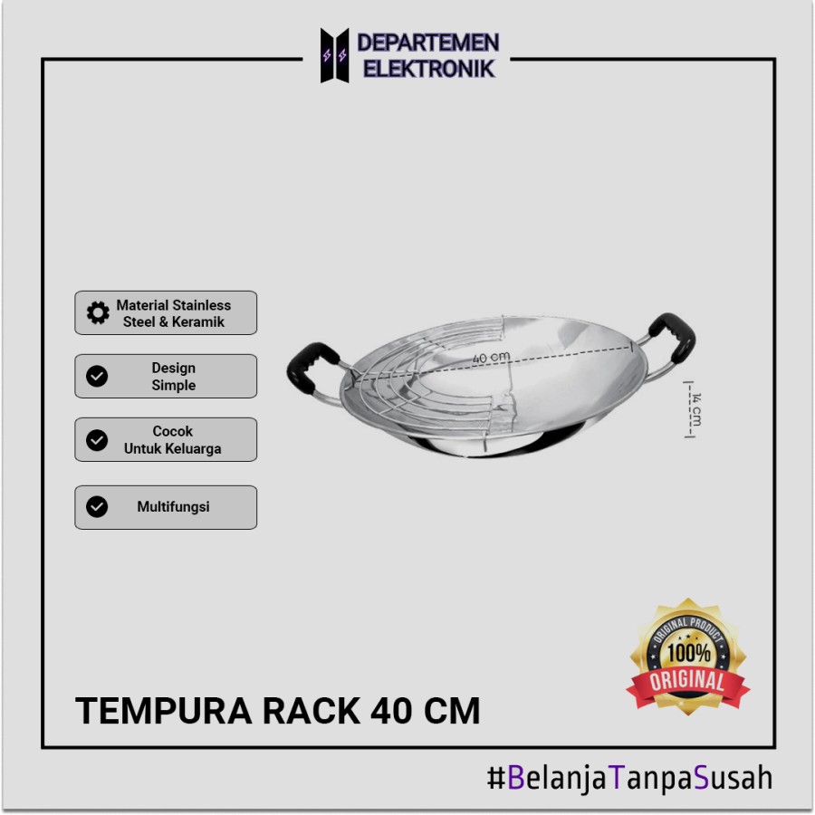Maxim Wajan 40 cm dan Tempura Rack
