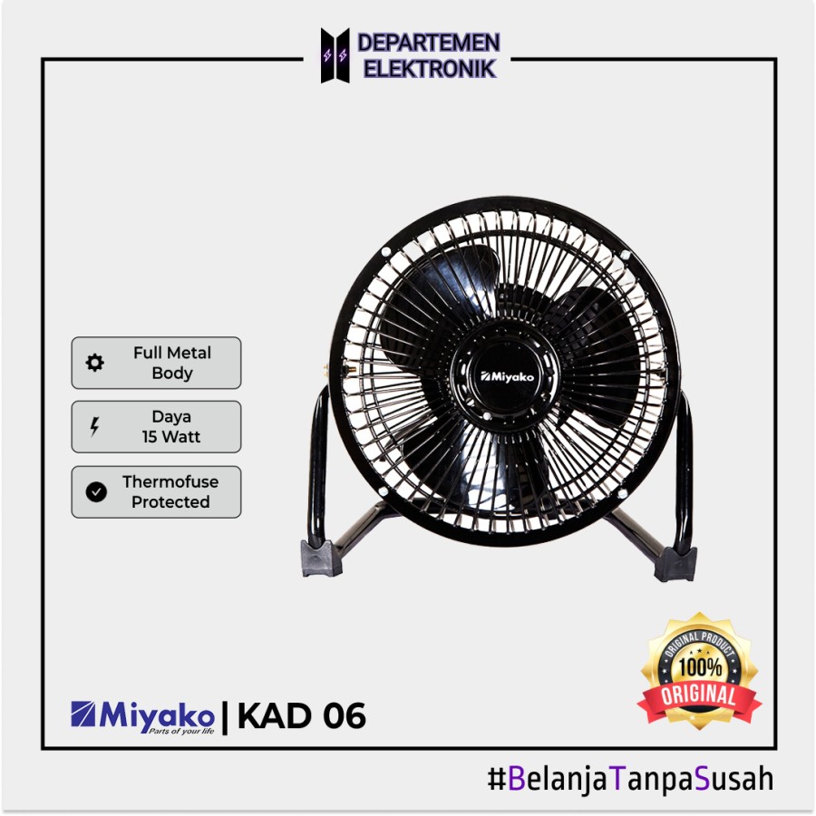KIPAS ANGIN / MIYAKO DESK FAN KAD 06 BLACK 6 INCH