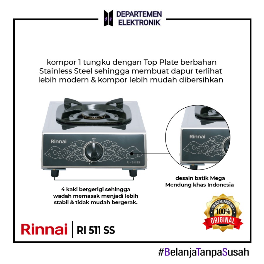 KOMPOR RINNAI SATU TUNGKU 511SS