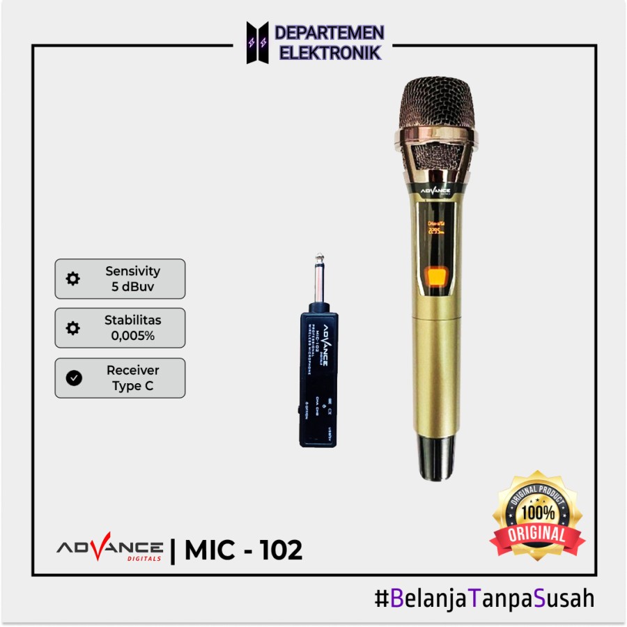 Mic Wireless 102 Advance mic 102 wireless tanpa kabel