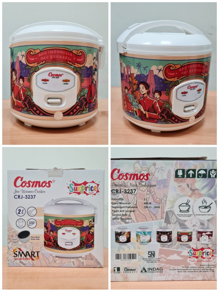 Rice Cooker Cosmos 3237 Kapasitas 2L (MOTIF RANDOM) Garansi Resmi