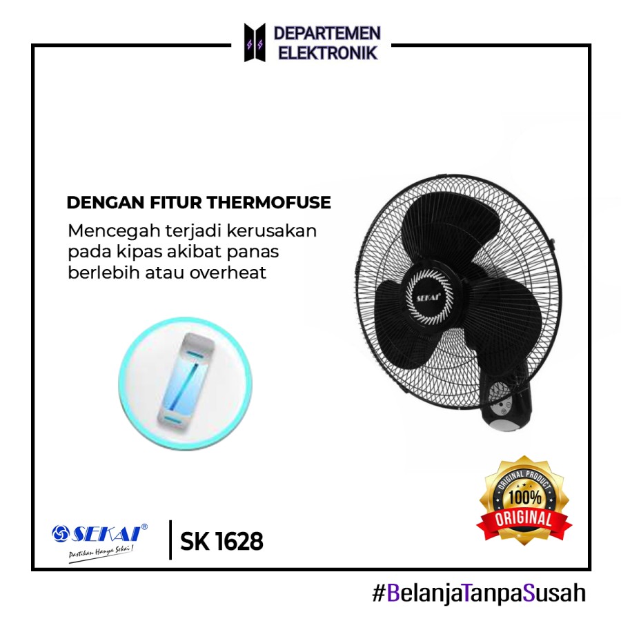 KIPAS ANGIN SEKAI DINDING REMOTE 1628 SEKAI WALLFAN 16 INCH