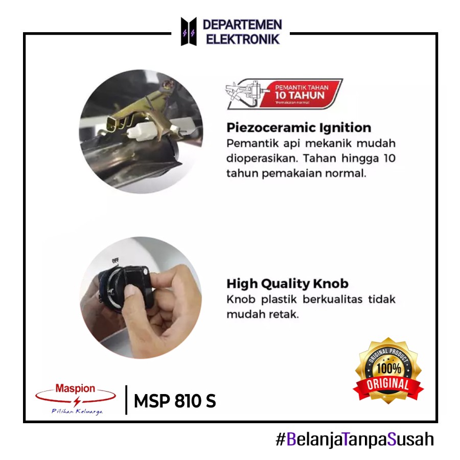 Maspion Kompor Gas 1 Tungku Stainless Steel 810 S