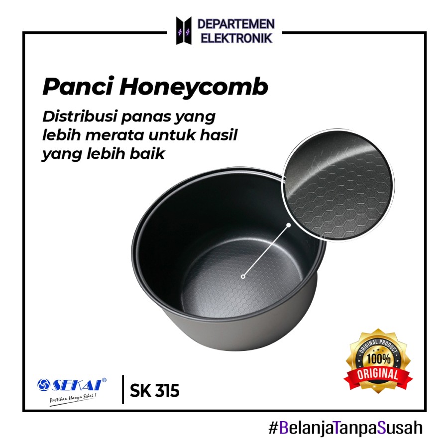 SEKAI RICE COOKER PENANAK NASI / STAINLESS BODY 1L SK 315