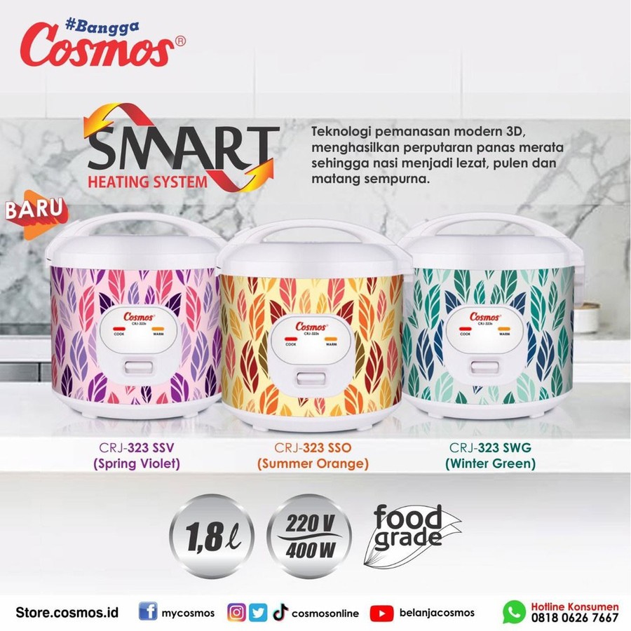 RICE COOKER COSMOS MAGIC COM 1.8 LITER CRJ 323S 323 | GARANSI RESMI