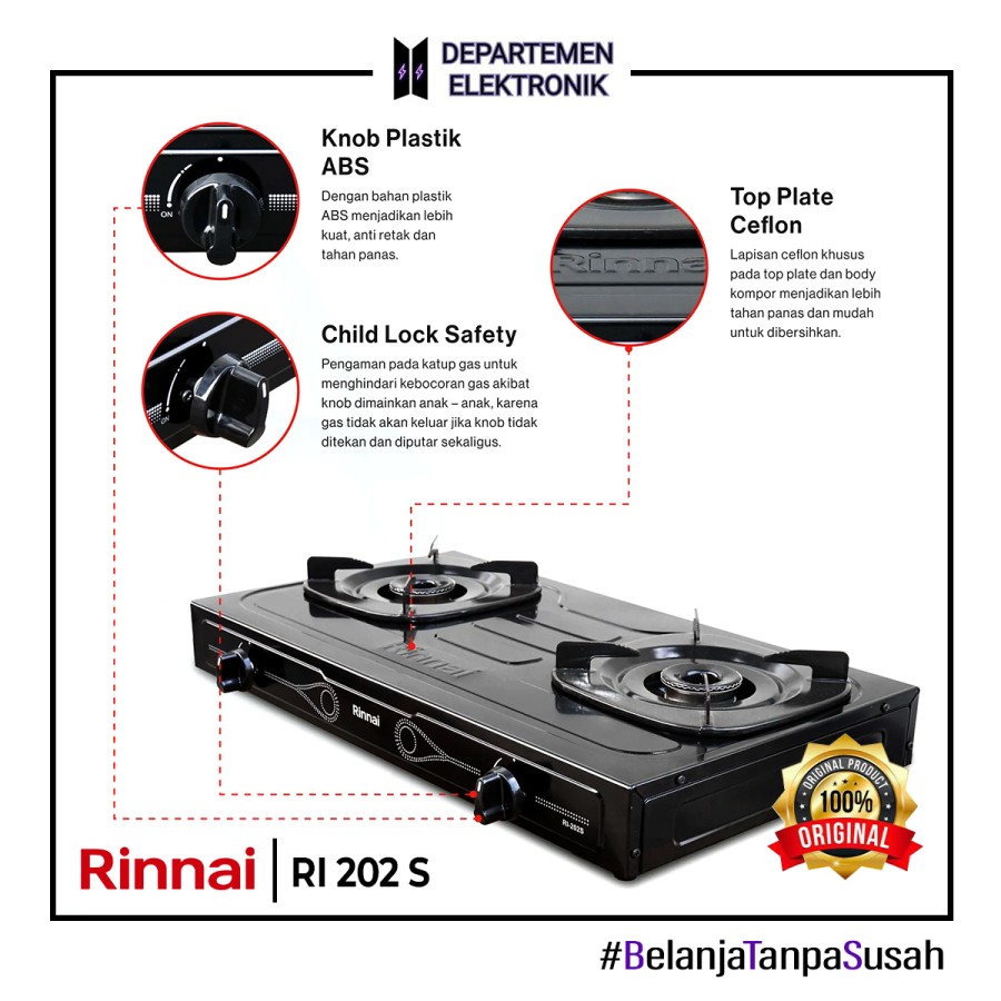 RINNAI KOMPOR RI 202S TEFLON